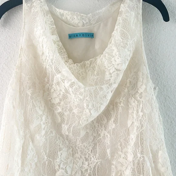 Alice & Olivia Lace Cowl Neck Sleeveless Blouse - Picture 3 of 4